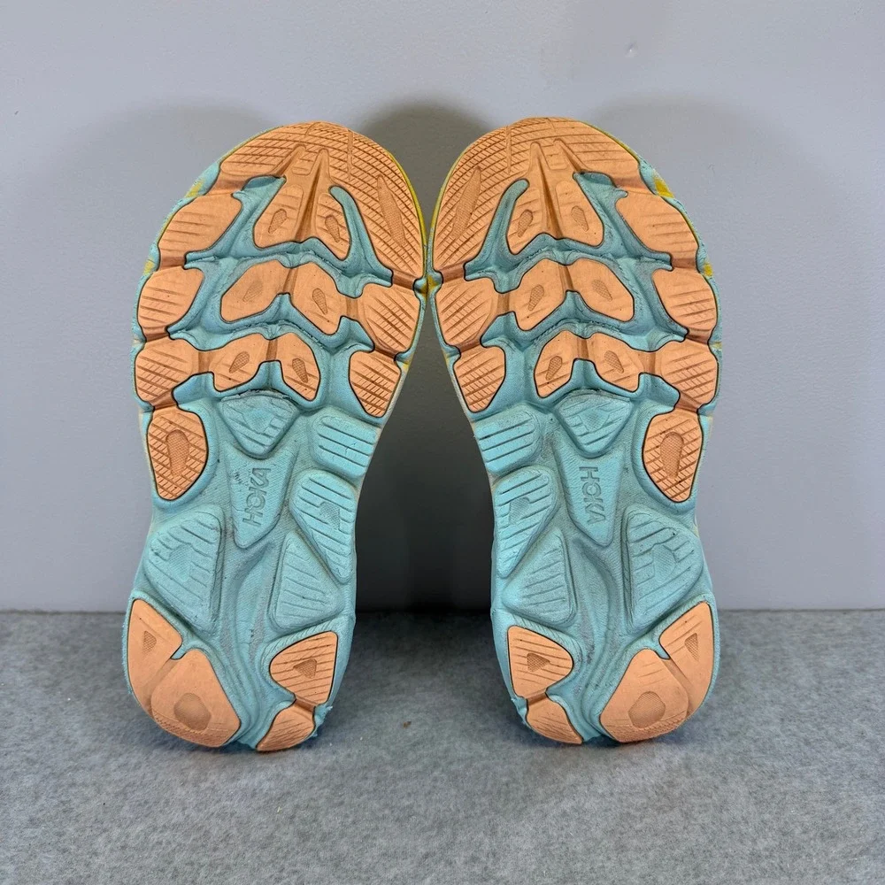 Hoka Clifton 10 Womens Shoes Size 9.5 Blue Yellow Running Sneakers 1162031 BPRK